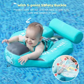 Mambobaby Baby Swim Float Non-inflatable Waterproof Baby Swimming Float Ring Skin-friendly Swim Trainer with Tail Float for 3-24 Months Baby Boys Girls Infant Pool Float