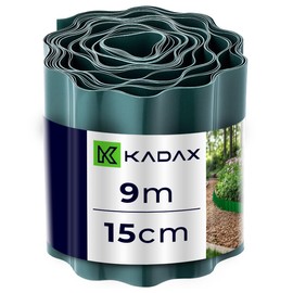 KADAX Lawn Edging 15 cm x 9 m, Plastic Flower Bed Border, Flexible Flower Bed Edging, Mowing Edge, Lawn Edging Tape, Lawn Border
