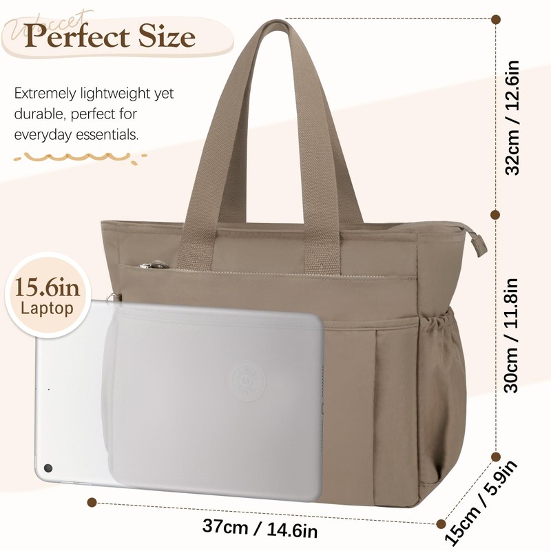 WACCET Women's Large Handbag, Waterproof Nylon Shoulder Bag with Many