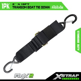 XSTRAP STANDARD 1PK 2''x 13' Gunwale Transom Boat Tie-Down, Marine Boat Trailer Strap with Hooks