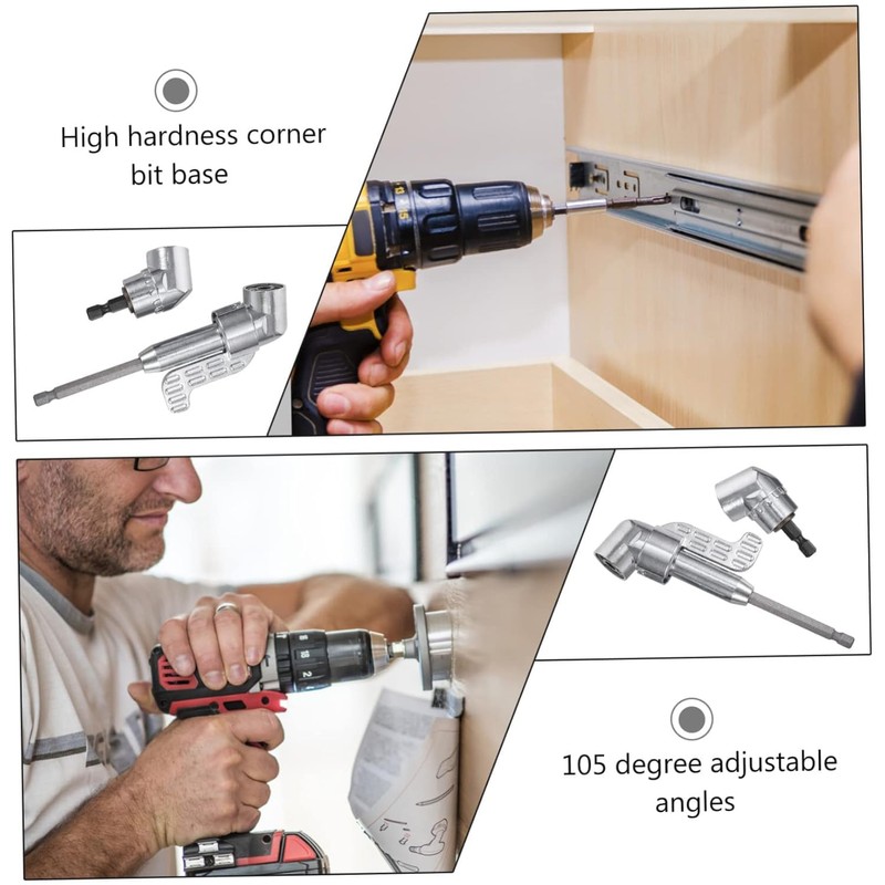 105 Degree Right Angle Drill Adapter,Right Angle Drill Attachment,1/4" Hex