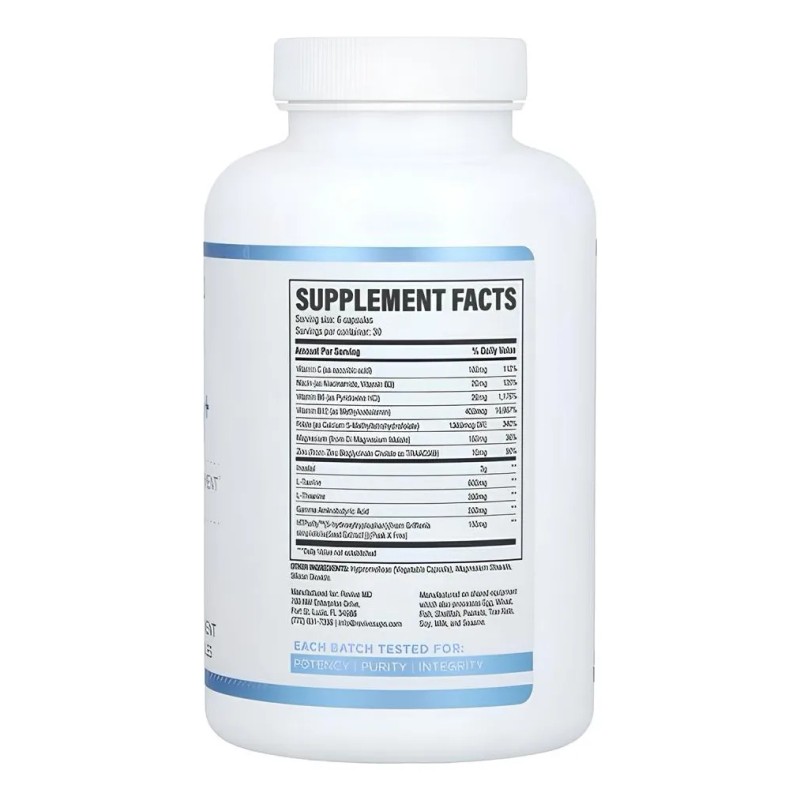 Revive Calm+ Manejo De Cortisol 180 Vcaps Sabor Natural