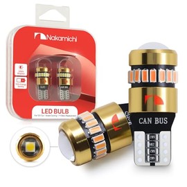 Nakamichi T10 Bombilla LED 168 2825 194 W5W Wedge 18+1 SMD 3014 Chipset, LED Repuesto Sin Errores para Interiores de Coche (Cúpula, Puerta, Matrícula, Cortesía) (Ámbar Giallo, 19 LEDs)