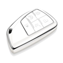 Tukellen for Chevy Key Fob Cover Soft TPU Full Protection Key Case Compatible with 2022-2026 Silverado 1500 GMC Sierra 1500, 2024 2025 2026 Silverado Sierra 2500HD 3500HD (White, 5 Buttons)