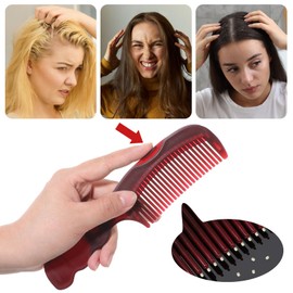 Nogeqi Dandruff Comb Remover, Energy Massage Comb, Hollow Tooth Detoxing Comb, Scalp Sweep to Reduce Scalp Itching/Oil, Scalp Detox Comb for Women and Men to Remove Dandruff and Dirt(Reddish Brown)