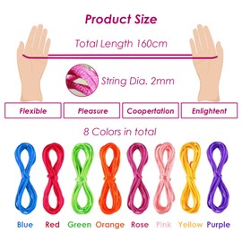 jiuzcare Ztringz String Game Finger Game 8 Pieces 160 cm Finger Toy Glitter Ztringz Thread Games for Children Rainbow Finger Game Birthday Party Bag Children Thread Game Children Finger Twist Rubber