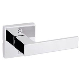 Kwikset Singapore Dummy Door Handle, Single Sided Lever for Closets, French Double Doors, and Pantry, Polished Chrome Non-Turning Reversible Interior Push/Pull Lever