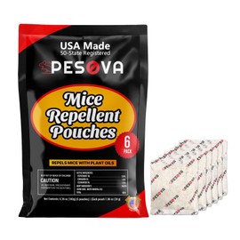 Pesova Mouse Repellent Pouches, Extra-Strength Peppermint Oil Rodent Repellent Pouches, Indoor Mice Repellent, Natural Rat & Mouse Repellent, Use Safe for Car/RV/Boat/Garage/Shed/Cabin (Pack of 6)