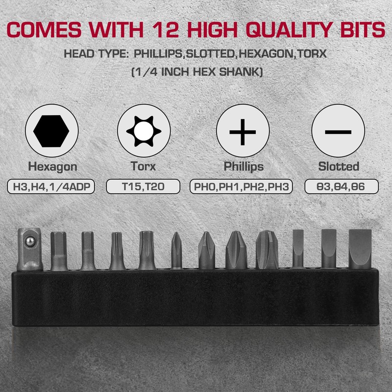 Hakkin 15PCS Mini Ratchet Wrench Screwdriver Set Close Quarters Ratcheting