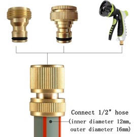 Uni-Fine 4 Pieces 1/2 Inch Garden Hose Quick Connector Brass Quick Hose End Connector Garden Hose Nozzle Connect Kit for Kitchen Garden Outdoor Hose Pipe Tool