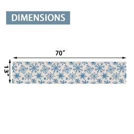 Christmas Snowflake Table Runner, Seasonal Xmas Blue Snow Winter Holiday Kitchen Dining Table Decoration for Home Party Decor 13 x 70 Inch