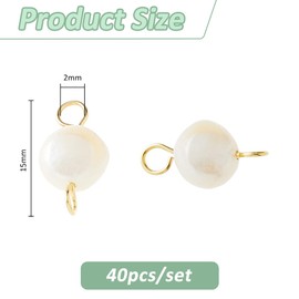 SUPERFINDINGS 40Pcs Pearl Pendant Connectors Pearl Charms Natural Freshwater Pearls Links Irregular Pearls Bead with 304 Stainless Steel Gold Double Loops for DIY Jewelry Making