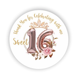 Sweet Sixteen Party Favor Stickers - Birthday Party Stickers - Thank you for celebrating with me stickers - Set of 40 stickers (balloons)