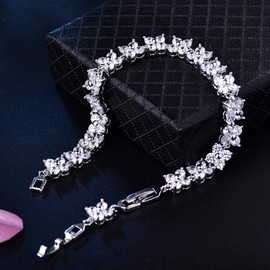 GULICX Bracelet Crystal Simple Square Element Roman Tennis Bracelet Gold Plated Cubic Zirconia Jewelry for Women 18cm Metal Cubic Zirconia, Crystal, Cubic Zirconia