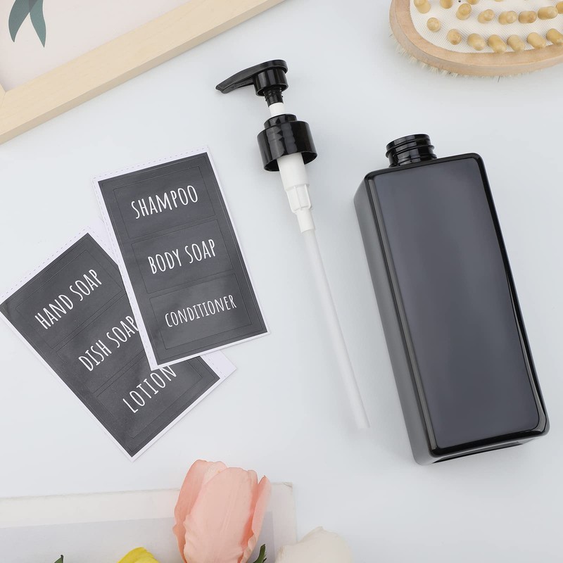 Segbeauty Soap Dispenser, Black, 500 ml, Set of 4 Plastic