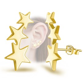 Sterling Silver Star Stud Earrings For Girls Women - Hypoallergenic Stars Post Earrings for Girls Teens Women