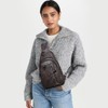 LATMAP 7L Sling Bag for Women Men Leather Small Sling