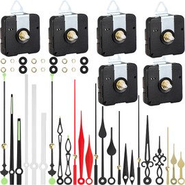 6 Pcs High Torque Quartz Clock Movements Replacement Kit Long Shaft Clock Movement Mechanism with 8 Different Pairs of Repair Parts for DIY Design Replacement Repairing, Shaft Lengths 16 Mm/ 0.62 Inch