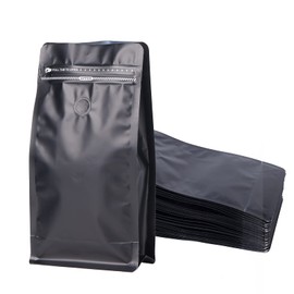 Obsoorth Air tight Coffee Bags with One Way Valve Resealable Aluminum Foil Stand up Smell Proof 25 Pieces lb Ziplock Coffee Bean Storage Pouches for Home and Store, Matte Black