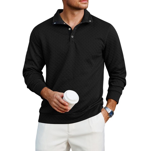 Lexiart Mens Fashion Quilted Long Sleeve Sweatshirts Thermal Stand Collar