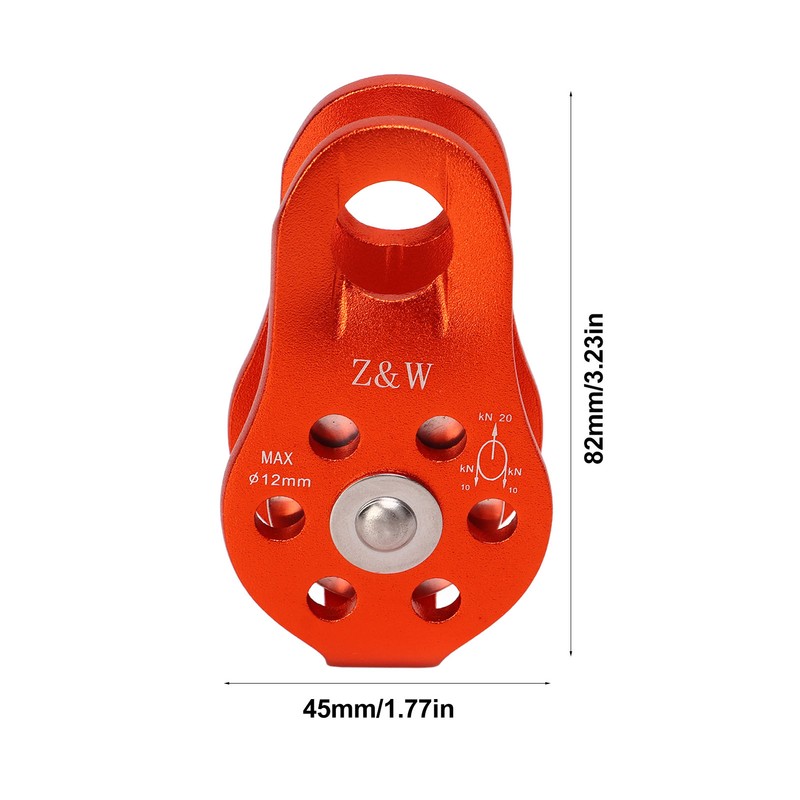 Rock Climbing Pulley Fixed Sideplate Single Sheave Pulley Orange Lift