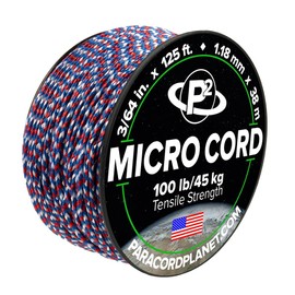 Paracord Planet Micro Paracord – Thin Braided Cord for Crafting, Fishing, and DIY Projects in 125 ft Spools – USA Camo