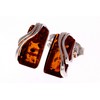 Baltic Cognac Amber Sterling Silver Small Rectangle Stud Earrings, Stone,