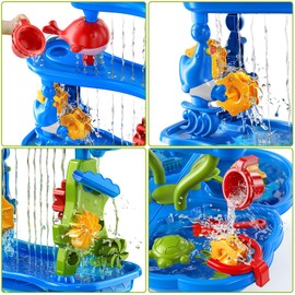 KIZONLY 4-Tier Kids Water Table for Toddlers, Sand Beach Toys