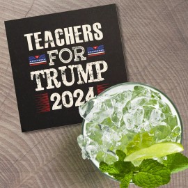 Unbranded Teachers For Trump President Election 2024 4'' X 4'' Square Wooden Coaster