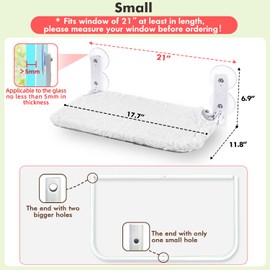 AMOSIJOY Cordless Cat Window Perch, Cat Hammock for Wall with 4 Suction Cups, Anchor&Screw for Two Ways of Installation, Solid Metal Frame and Reversible Cover, Foldable Cat Beds for Indoor Cats