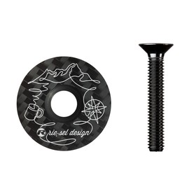 Riesel Design 1x stem:Cap Ahead Cap Made of Carbon with Aluminium Screw for Road Bike, Cyclocrosser & Mountain Bike/Top Cap MTB/Stylish Stem & Headset Cap for Fork Shafts with 1 1/8 Inch