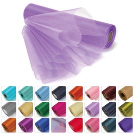 WedDecor 25m x 29cm Snow Sheer Organza Rolls Glitter Fabric for Table Runner Sashes Wedding Decoration, Chair Cover Bows, Table Back Drop, Ribbon Crafting Supplies, Lilac Purple