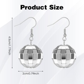 TIESOME Disco Ball Earrings, Glitter Accessories Women, Funny Earrings, Retro Disco Costume Women, Party Accessories, Earrings Disco Ball Silver, Disco Outfit Women, Accessories Women, Disco Costume