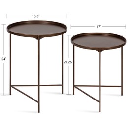 Kate and Laurel Ulani Round Metal Accent Tables, 2 Piece, Bronze