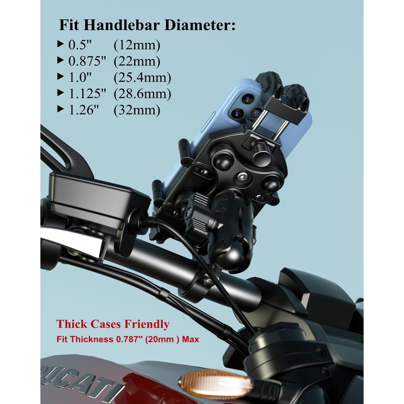 BRCOVAN Anti-Theft Motorcycle Phone Mount Holder with Vibration Dampener &