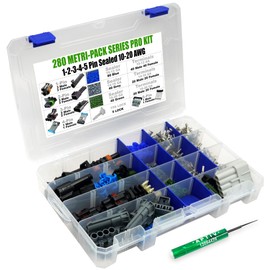 360pcs Metri-Pack 280 Series (1 to 5 Pin Set Box) 30 Amp Conductor Connector, Terminal, Sealed Weatherproof Automotive Electrical Connectors Kit 10-20 GA (w/Removal Tool)