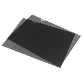PATIKIL L Type Folders 12 Pack A4 Plastic File Project Pockets Clear Paper Document Jacket Sleeve for Office, Black