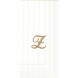 Ideal Home Range 3-Ply Paper Monogram Guest Towel, White/Gold (Pack of 2) (2, Letter Z)