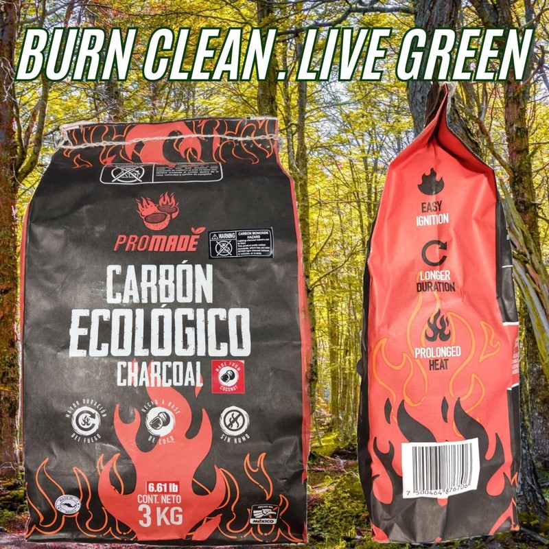 PROMADE - Coconut Shell Charcoal Briquettes – Long-Lasting, High Heat,