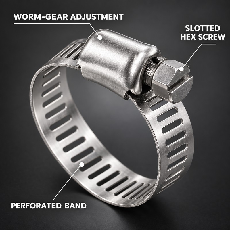 70-Piece Stainless Steel Worm Gear Hose Clamp Assortment, 6-29 mm