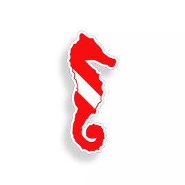 Real Sticky Seahorse Scuba Diver Sticker Diving Flag Cup Car Vehicle Window Bumper Decal