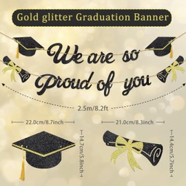 Graduation Garland for 2025, Decoration Graduation Banner Class of 2025, Grad Banner Gitter Graduation Party Decoration (Black, W)