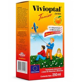 Vivioptal Junior Jarabe 250 ml - Suplemento Alimenticio Multivitamínico - 11 Vitaminas y 5 Minerales con L-Lisina y Jalea Real - Para Niños y Adolesce