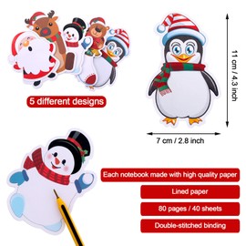 30 Pieces Christmas Notepad Winter Theme Self Sticky Notes Holiday Memo Notes for Work Study Decoration Present, Christmas Elements 5 Styles