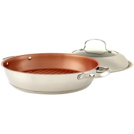 NuWave -Inch Stainless Steel Grill Pan with Lid, 11