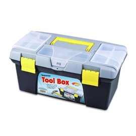 Heavy-Duty Tool Box with Lift-Out Tray, 3 Lidded Organizers, and Versatile Design - Durable Plastic Construction for Superior Protection and Storage of Tools, Crafts, and More