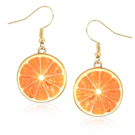 Orange Stud Earrings, Orange Earrings for Women, Fruit Earrings, Fancy Dress, Hanging Earrings, Orange Earrings, Sweet Ladies, Carnival Jewellery for Girls and Women, Alloys, 0