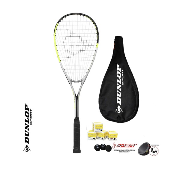 Dunlop Hyper Lite Ti 4.0 Squash Racket + 3 Squash Balls