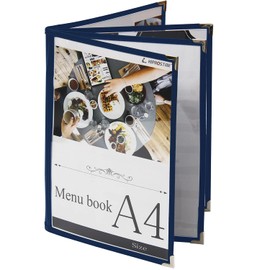 Menu Book 8 Pages (4 Sheets 8 Sides) A4 Size PRO-MA4-8 (Navy Blue)