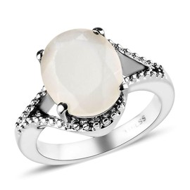 Shop LC White Moonstone Ring for Women Jewelry Jewelry Stainless Steel Ct 2.5 Size 11 Valentines Day Gifts for Women